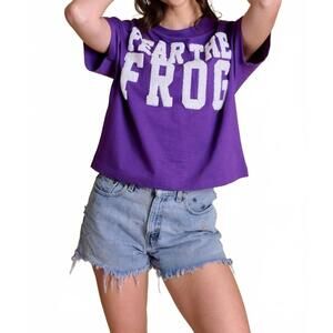 NEW STEWART SIMMONS fear the frog chenille team top in purple